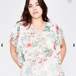 1X RACHEL Rachel Roy Blossom Top Sheer NWOT